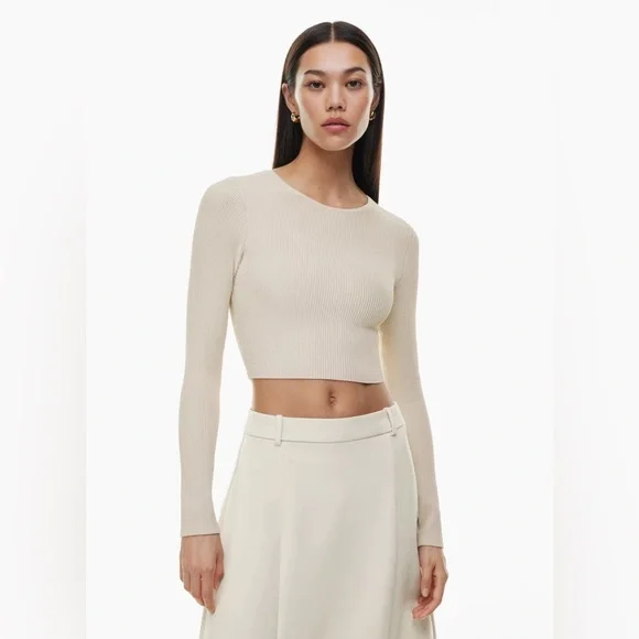 Aritzia Babaton Sculpt Knit Forefront Long Sleeve in Matte Pearl - Picture 2 of 12